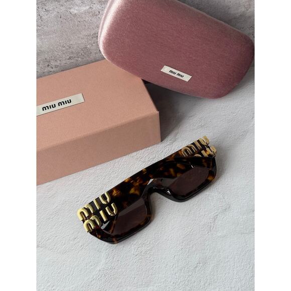 NEW Miu Miu MU09WS Havana Brown Purple Cat Eye Sunglasses main image 3
